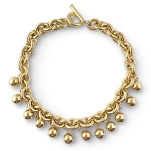 Vintage Givenchy Polished Goldtone Ball Bead Chain Link Collar Toggle Necklace